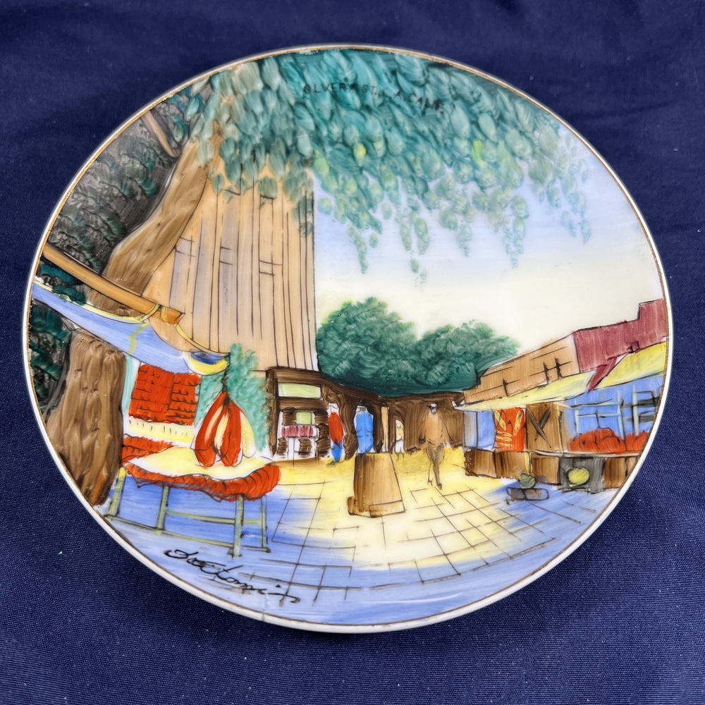 Vintage Olvera Street Los Angeles, CA Signed Hand Painted Decorative Plate